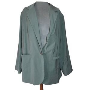 Green One Button Blazer Jacket Size XXL
